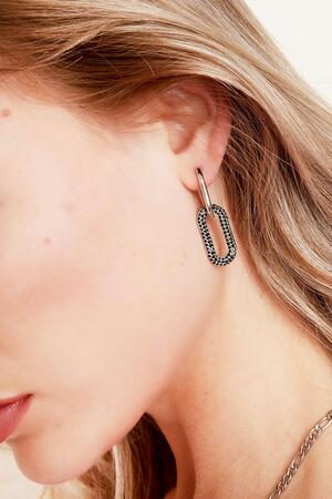 Copper linked earrings with zircon stones - Large Gold Plated h5 Immagine2